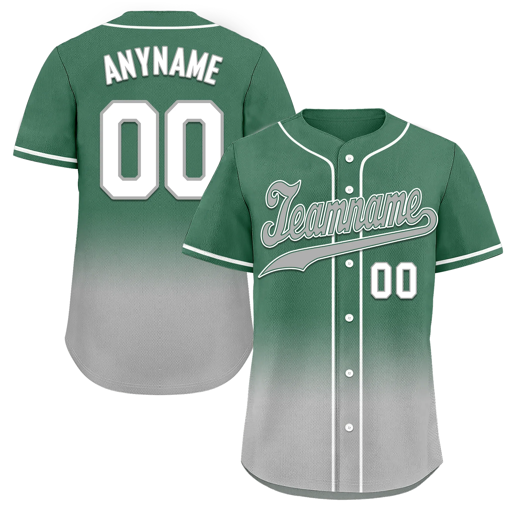 Custom Green Grey Fade Fashion Personalized Authentic Baseball Jersey BSBJ01-D0a70c9 - Coolcustomize