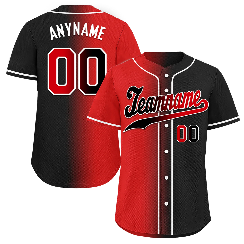 Custom Red Black Gradient Fashion Personalized Authentic Baseball Jersey BSBJ01-D0a707a - Coolcustomize