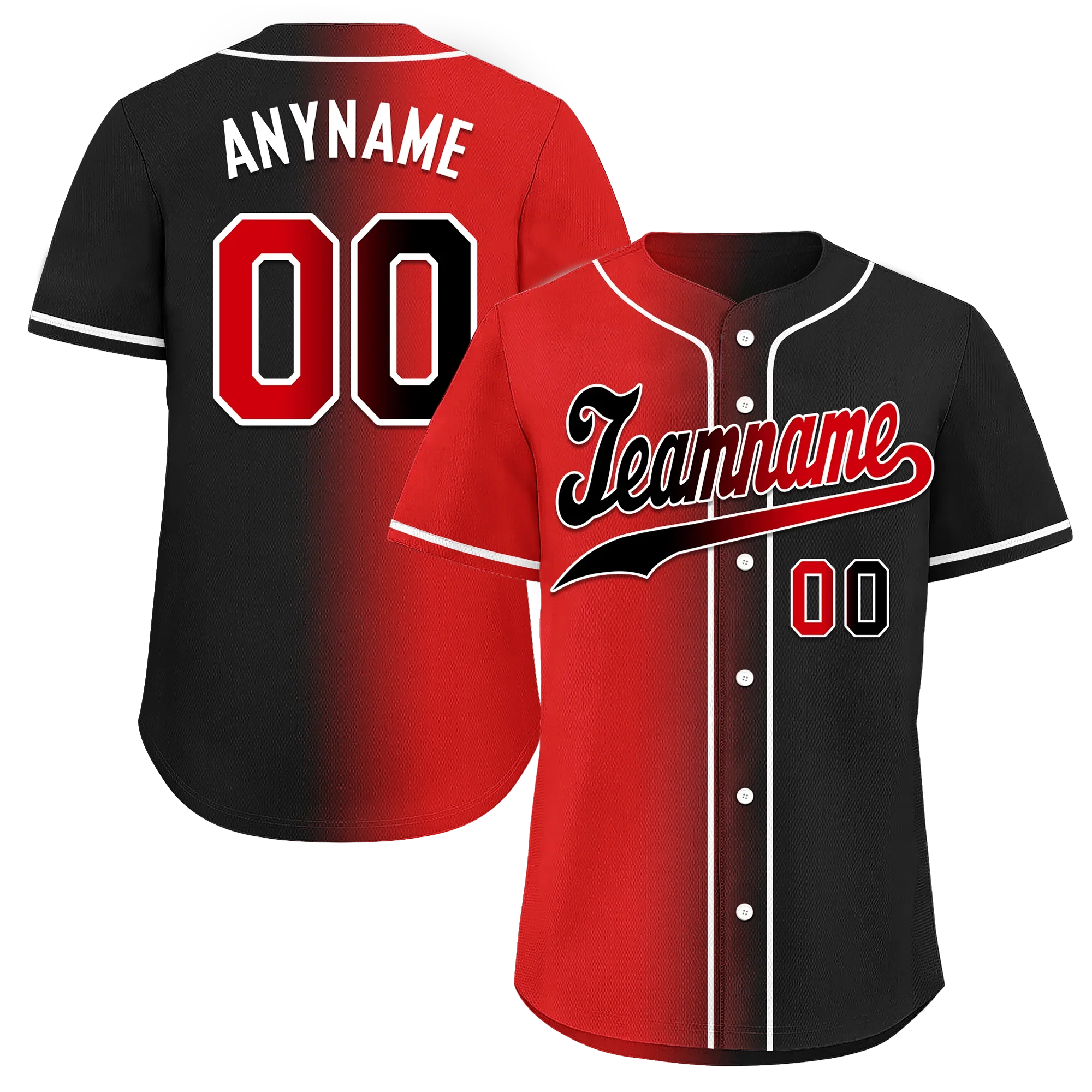 Custom Red Black Gradient Fashion Personalized Authentic Baseball Jersey BSBJ01-D0a707a - Coolcustomize