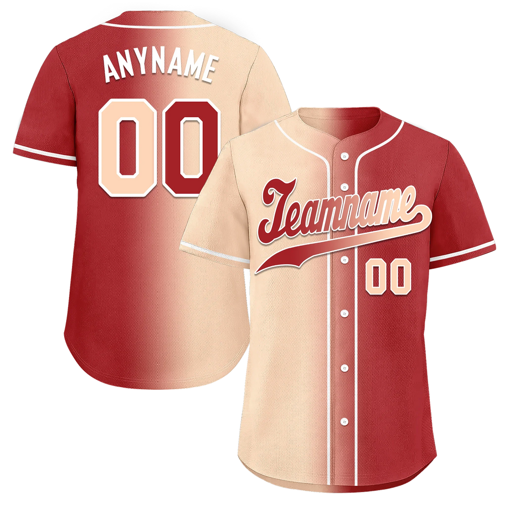 Custom Beige Red Gradient Fashion Personalized Authentic Baseball Jersey BSBJ01-D0a708f - Coolcustomize