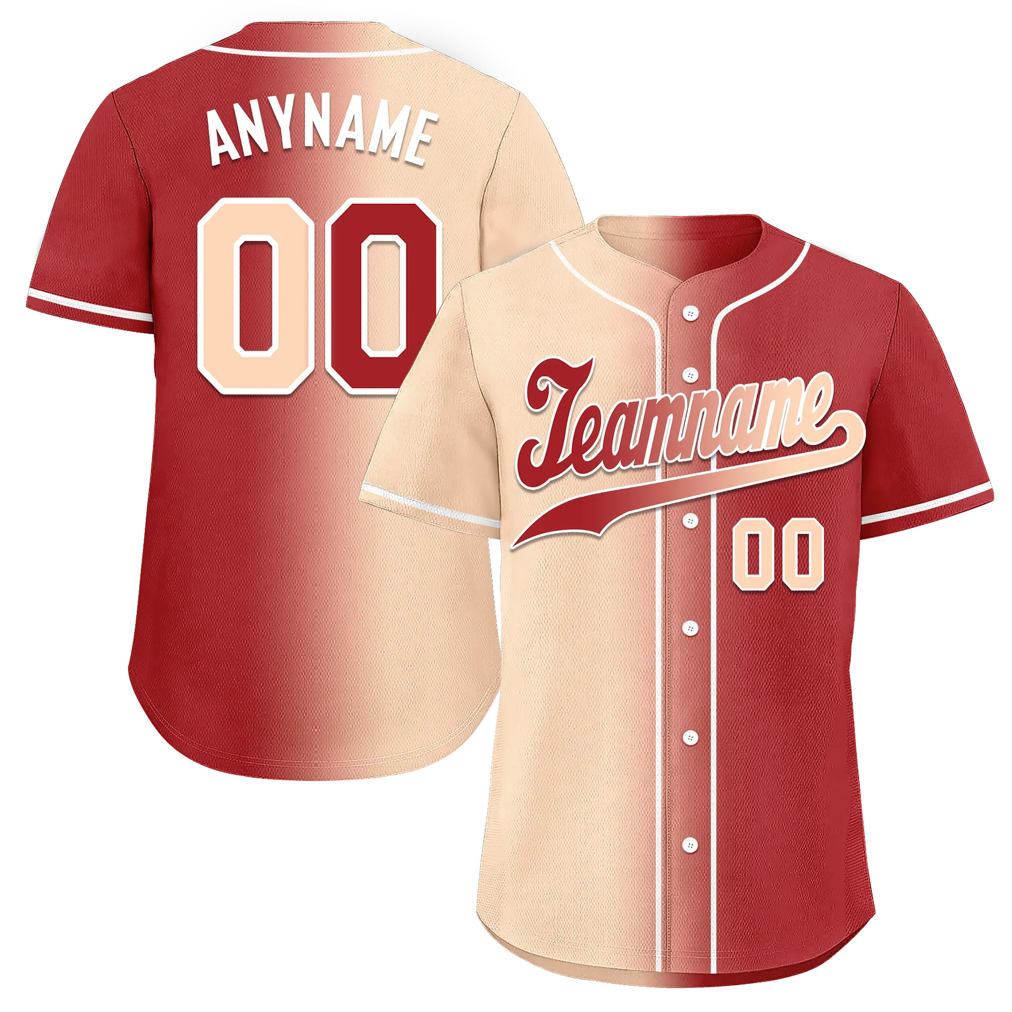 Custom Beige Red Gradient Fashion Personalized Authentic Baseball Jersey BSBJ01-D0a708f - Coolcustomize