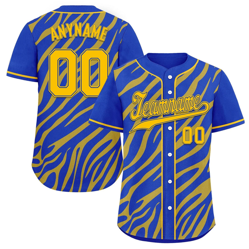 Custom Blue Yellow Zebra Pattern Personalized Authentic Baseball Jersey BSBJ01-D020201-16 - Coolcustomize