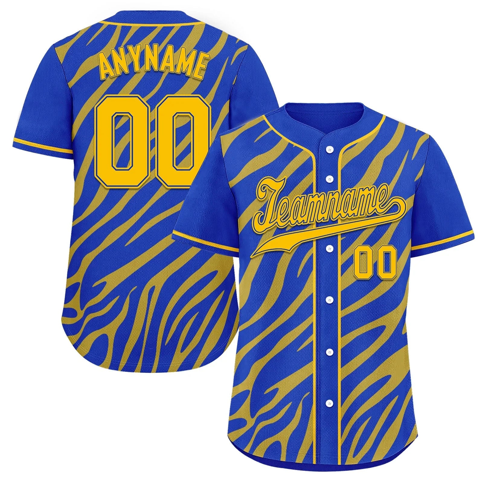 Custom Blue Yellow Zebra Pattern Personalized Authentic Baseball Jersey BSBJ01-D020201-16 - Coolcustomize