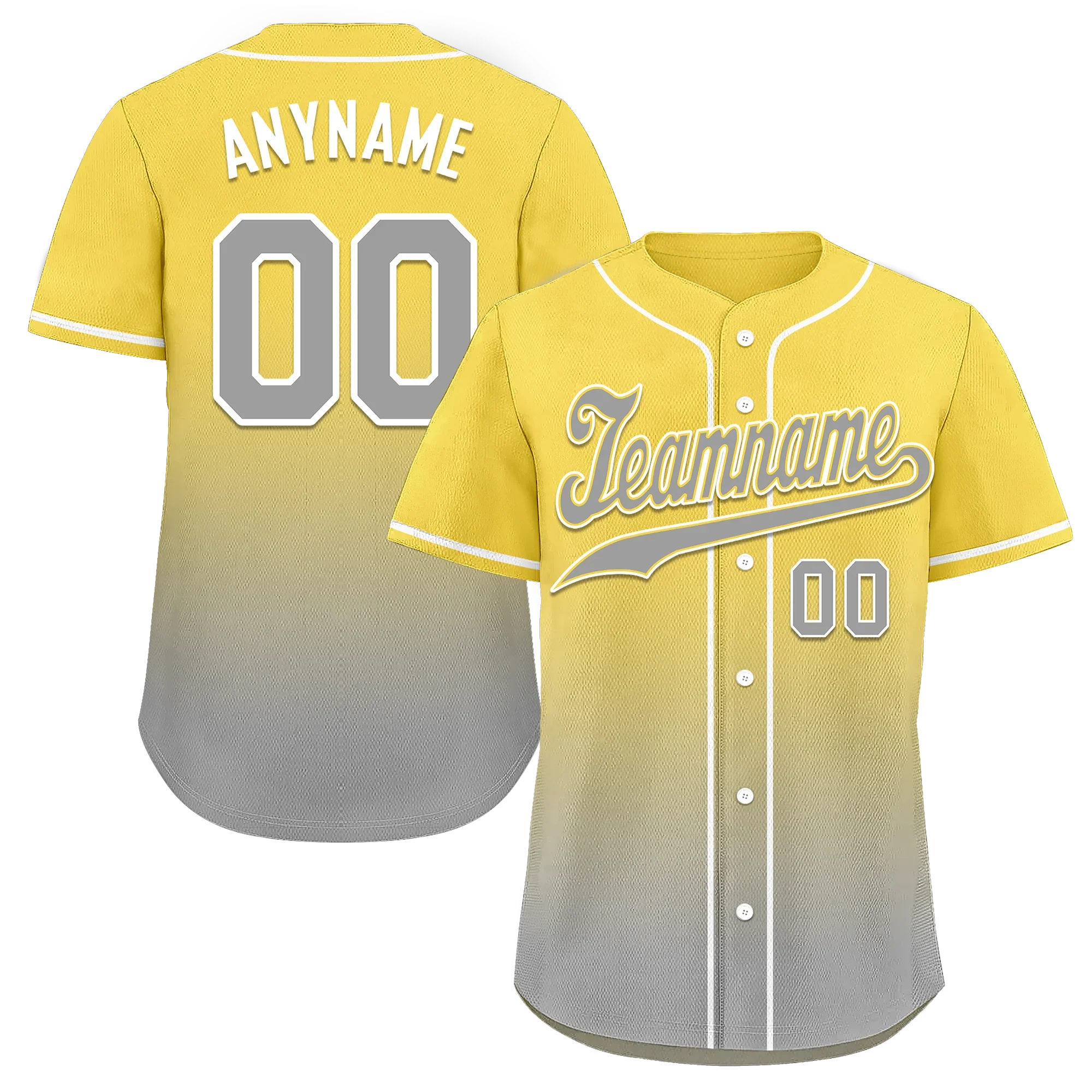 Custom Yellow Grey Fade Fashion Personalized Authentic Baseball Jersey BSBJ01-D0a70fb - Coolcustomize