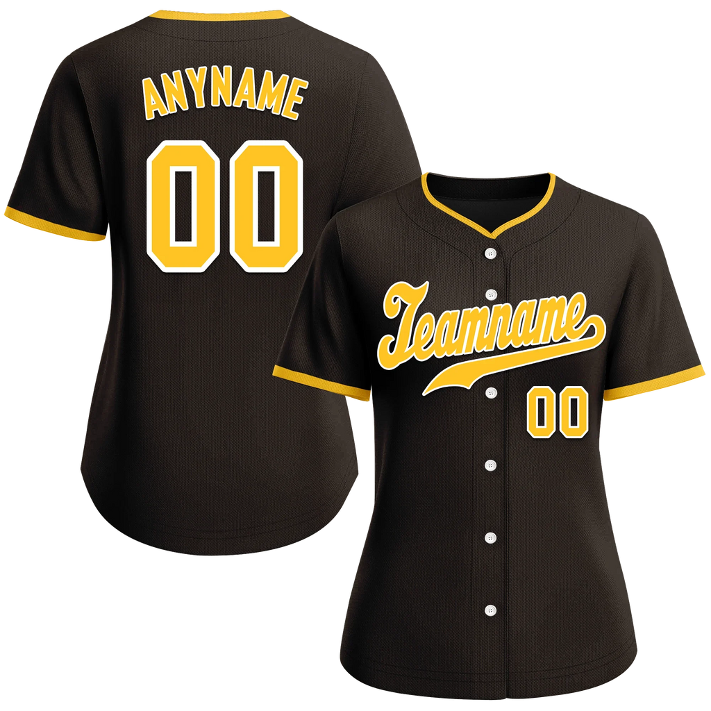 Custom Brown Classic Style Yellow Personalized Authentic Baseball Jersey BSBJ01-bd0faee - Coolcustomize