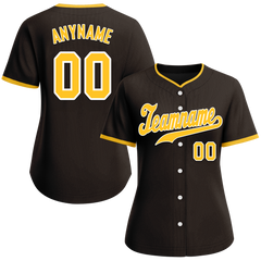 Custom Brown Classic Style Yellow Personalized Authentic Baseball Jersey BSBJ01-bd0faee