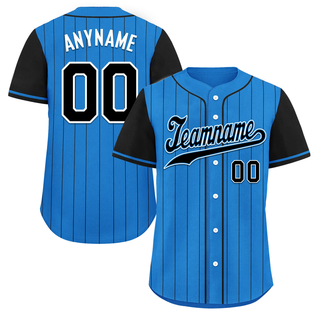 Custom Blue Black Stripe Fashion Personalized Authentic Baseball Jersey BSBJ01-D017213 - Coolcustomize