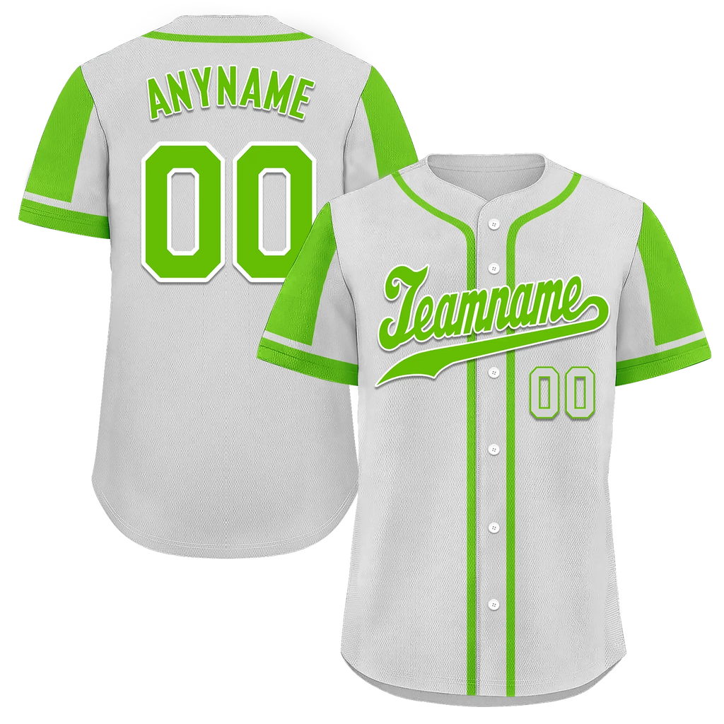 Custom Gray Green Raglan Sleeves Personalized Authentic Baseball Jersey BSBJ01-D017190 - Coolcustomize