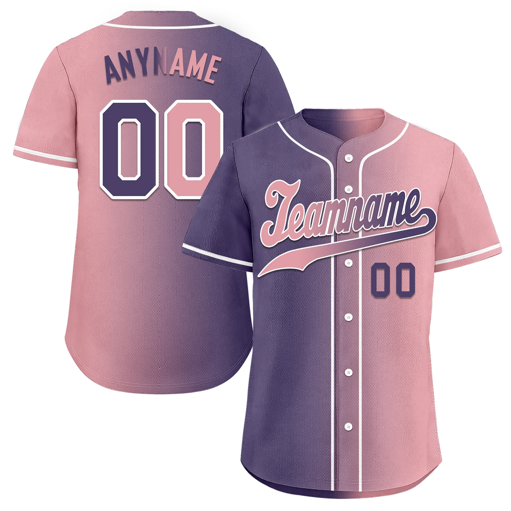 Custom Purple Pink Gradient Fashion Personalized Authentic Baseball Jersey BSBJ01-D0a7a0e - Coolcustomize