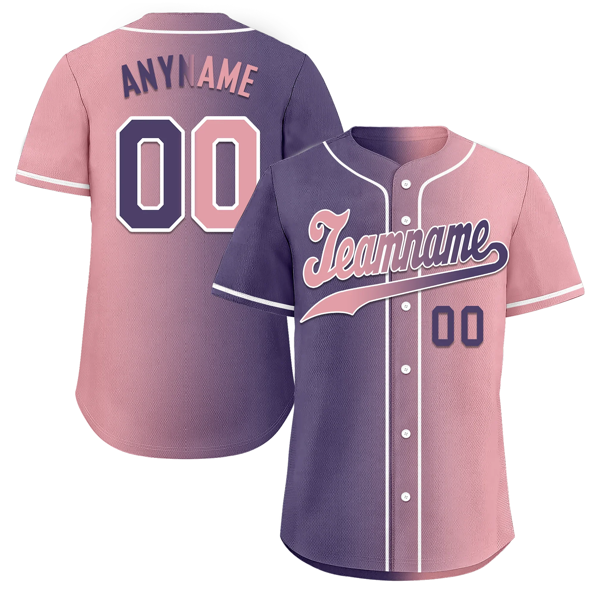 Custom Purple Pink Gradient Fashion Personalized Authentic Baseball Jersey BSBJ01-D0a7a0e - Coolcustomize