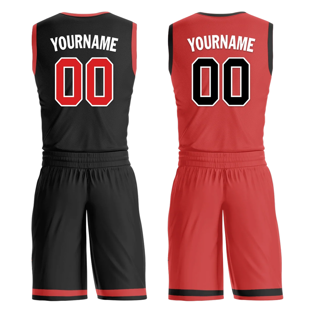 Custom Black White Classic Style Reversible Basketball Uniform Personalized COOLMAX BBJR-D017006 - Coolcustomize