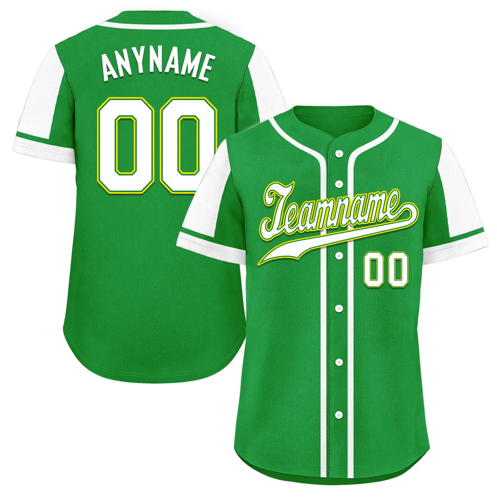 Custom Green White Raglan Sleeves Personalized Authentic Baseball Jersey BSBJ01-D017192 - Coolcustomize