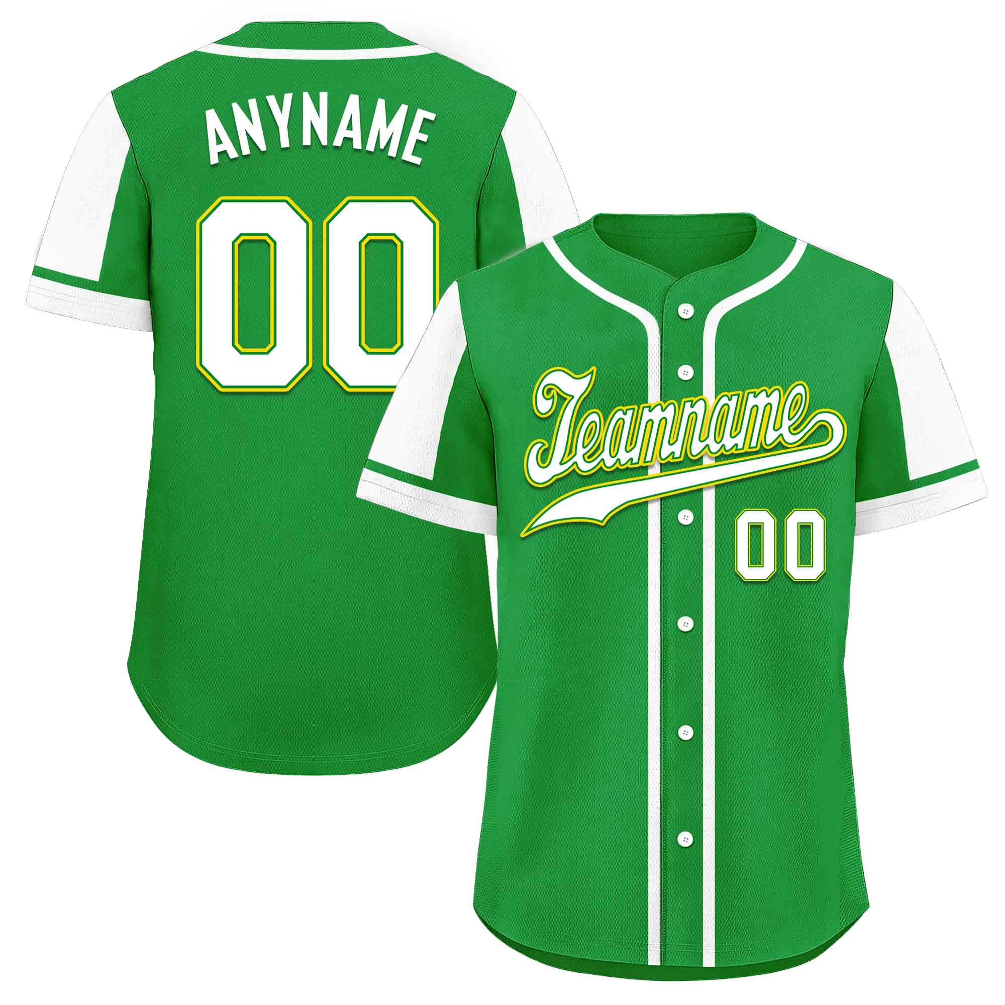 Custom Green White Raglan Sleeves Personalized Authentic Baseball Jersey BSBJ01-D017192 - Coolcustomize