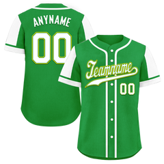 Custom Green White Raglan Sleeves Personalized Authentic Baseball Jersey BSBJ01-D017192