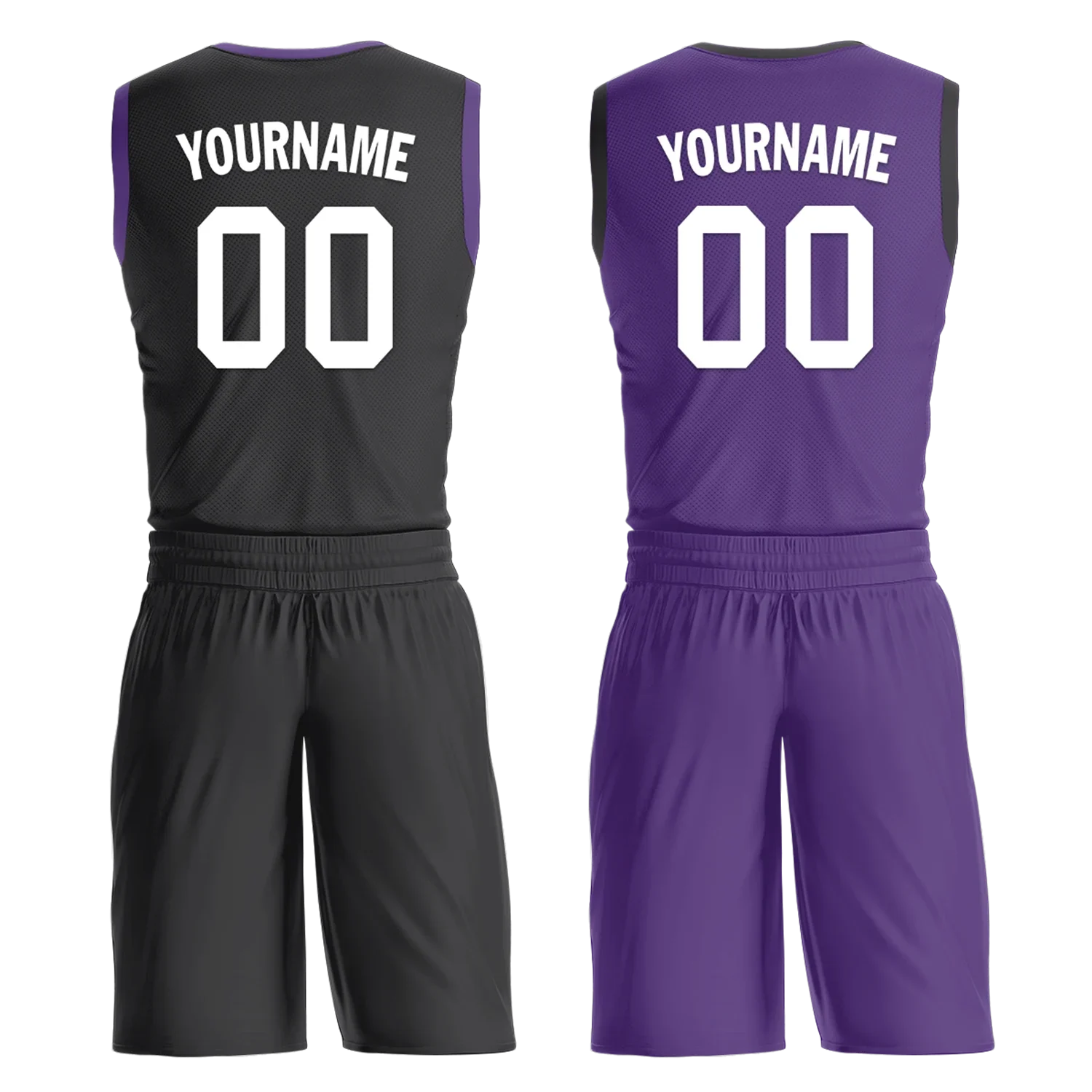Custom Black Purple Classic Style Reversible Basketball Uniform Personalized COOLMAX BBJR-D017035 - Coolcustomize