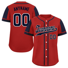 Custom Red Blue Raglan Sleeves Personalized Authentic Baseball Jersey BSBJ01-D017179