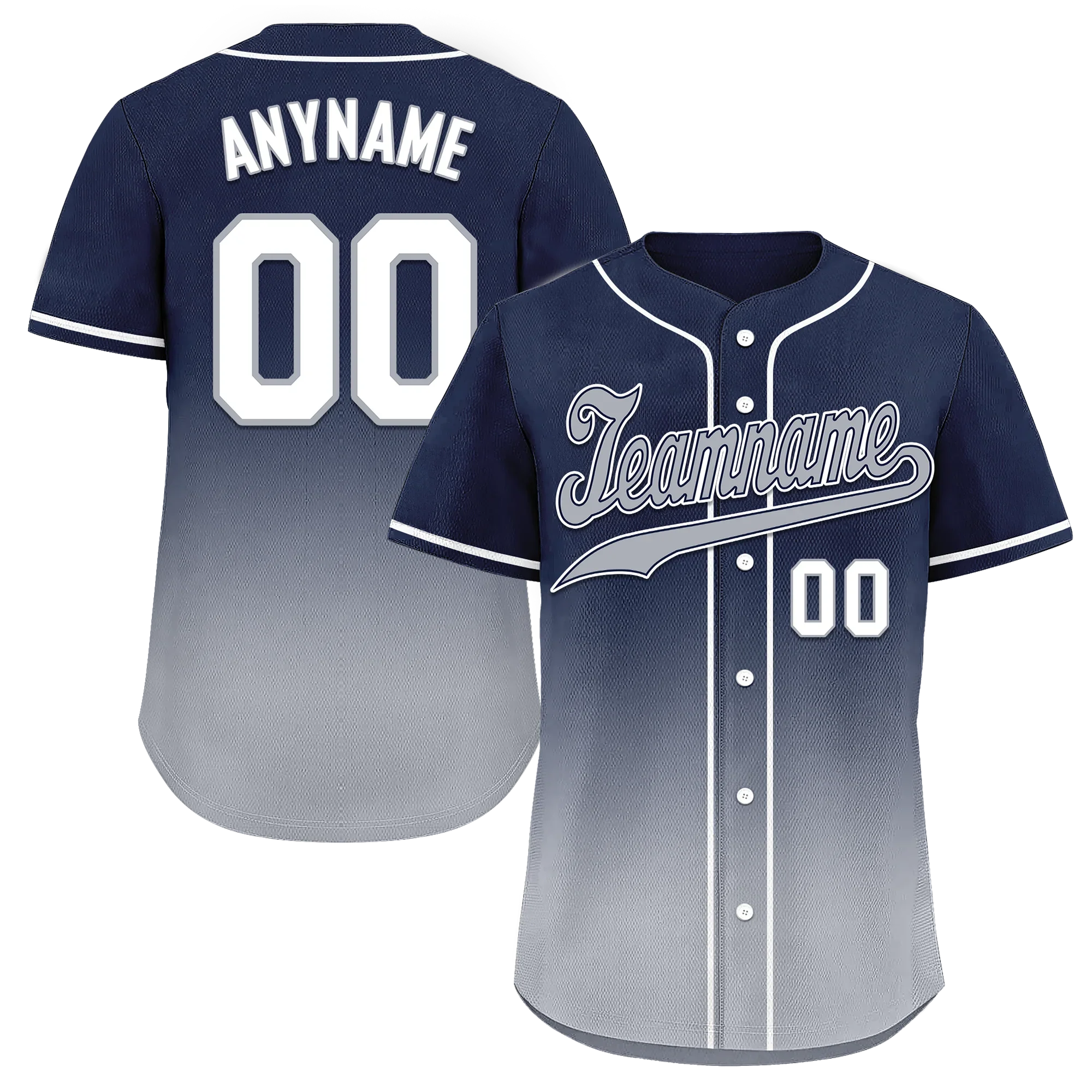 Custom Blue Grey Fade Fashion Personalized Authentic Baseball Jersey BSBJ01-D0a70b8 - Coolcustomize