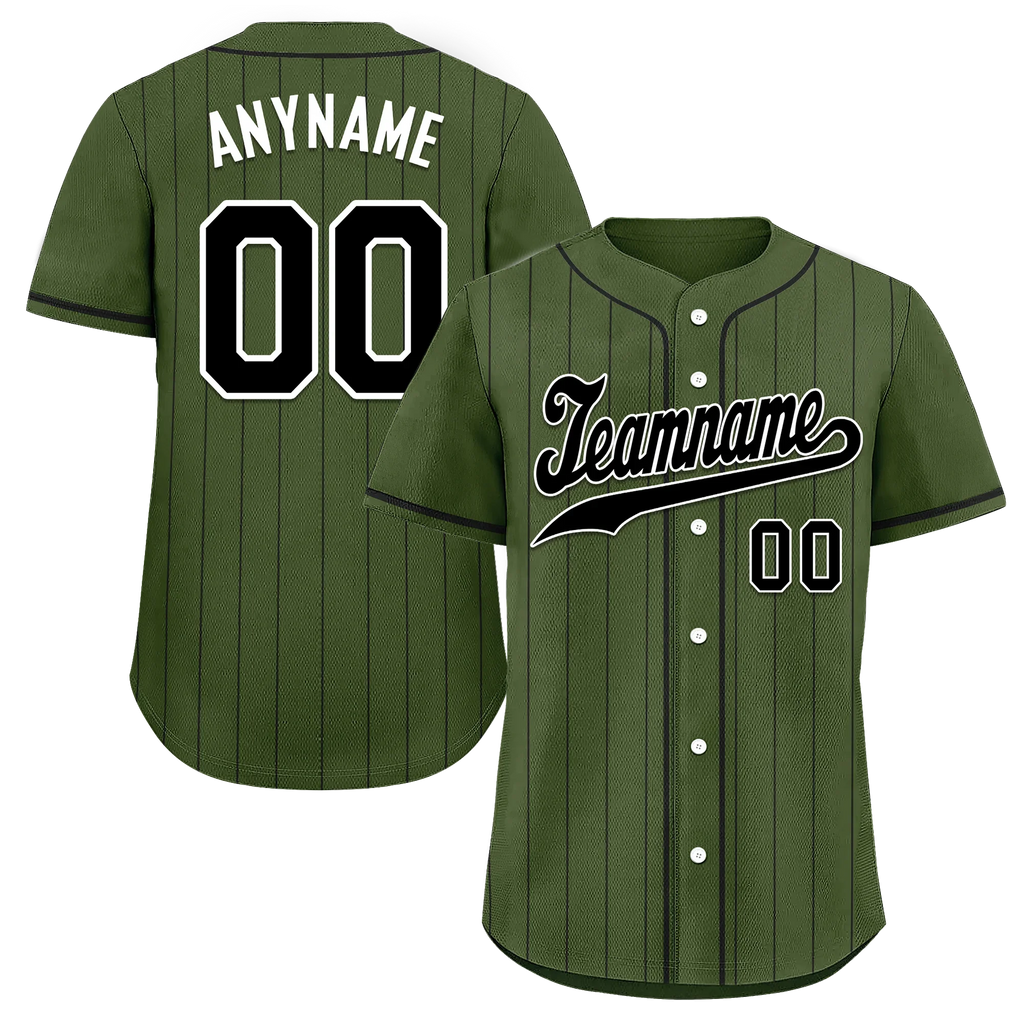 Custom Green Stripe Fashion Personalized Authentic Baseball Jersey BSBJ01-D017257 - Coolcustomize