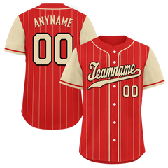 Custom Red Yellow Stripe Fashion Personalized Authentic Baseball Jersey BSBJ01-D017236