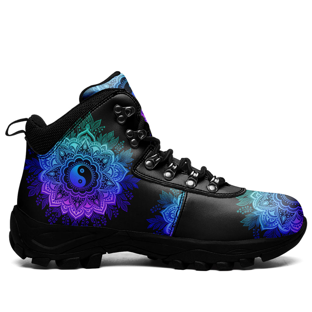 Personalized Boho Yin Yang Outdoor Combat Boots – Lightweight Non-Slip Spiritual Walking Shoes