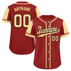 Custom Red Yellow Raglan Sleeves Personalized Authentic Baseball Jersey BSBJ01-D017195