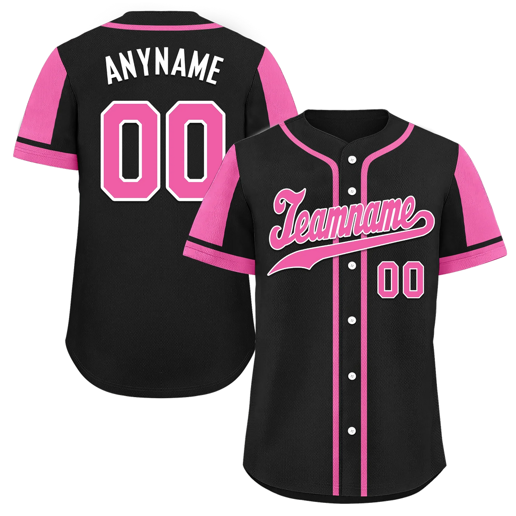 Custom Black Pink Raglan Sleeves Personalized Authentic Baseball Jersey BSBJ01-D017198 - Coolcustomize