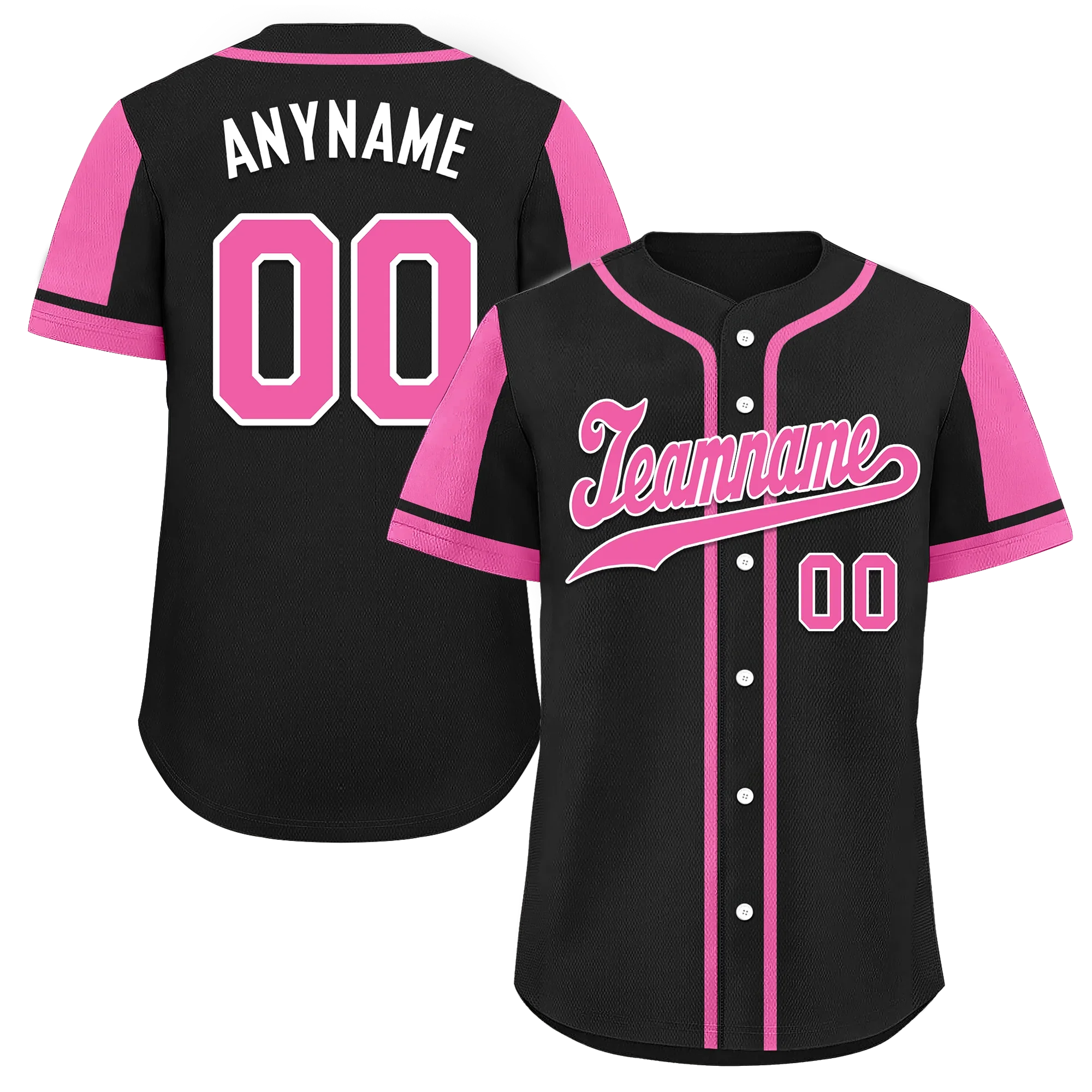 Custom Black Pink Raglan Sleeves Personalized Authentic Baseball Jersey BSBJ01-D017198 - Coolcustomize