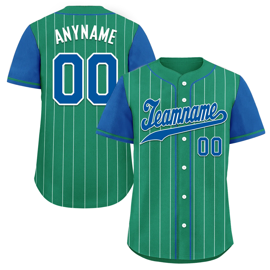 Custom Green Blue Stripe Fashion Personalized Authentic Baseball Jersey BSBJ01-D017245 - Coolcustomize