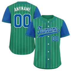 Custom Green Blue Stripe Fashion Personalized Authentic Baseball Jersey BSBJ01-D017245