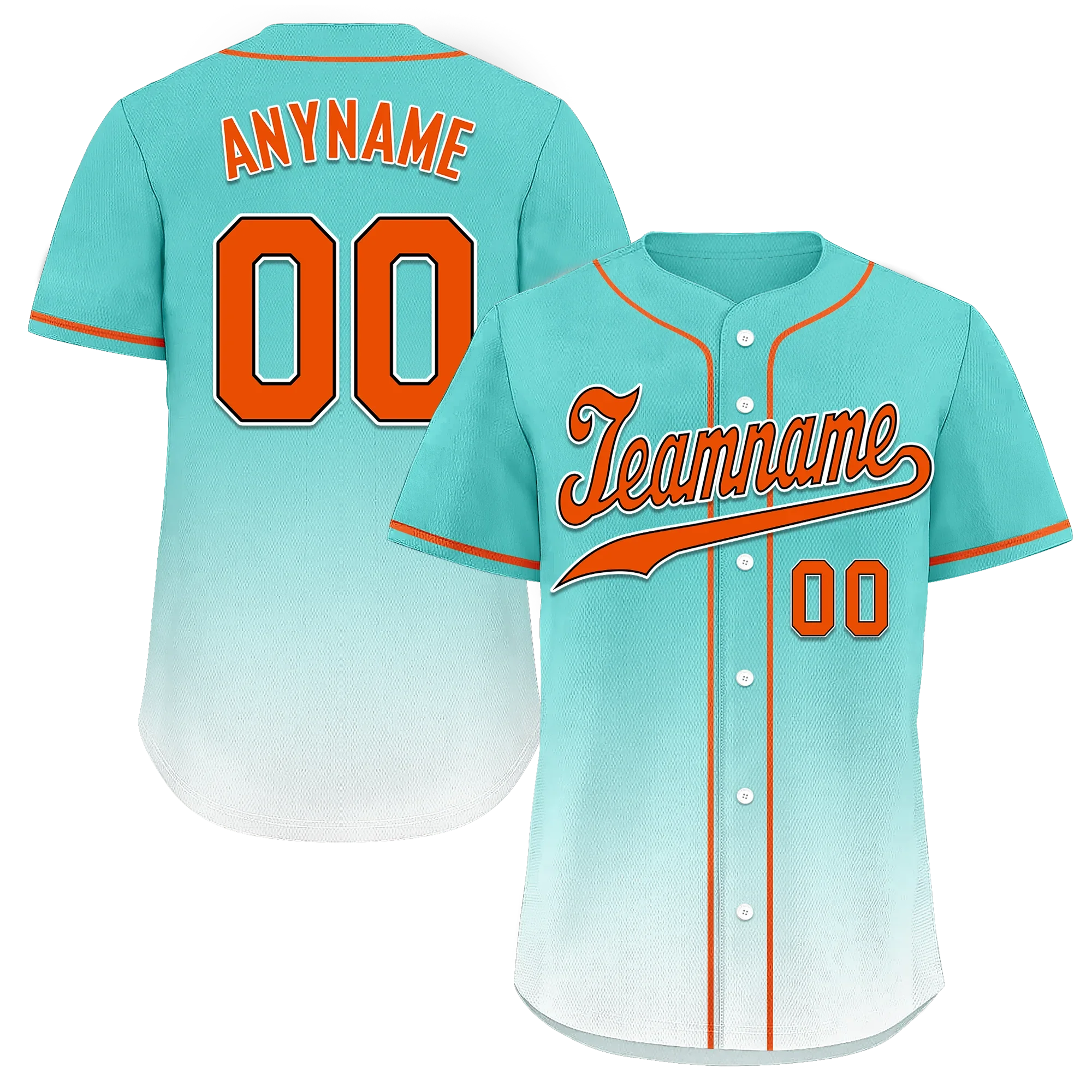 Custom Cyan White Fade Fashion Personalized Authentic Baseball Jersey BSBJ01-D0a70e8 - Coolcustomize