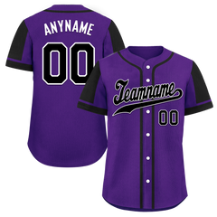 Custom Purple Black Raglan Sleeves Personalized Authentic Baseball Jersey BSBJ01-D017185