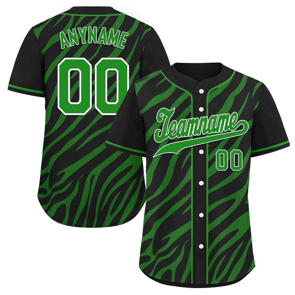 Custom Black Forest Green Zebra Pattern Personalized Authentic Baseball Jersey BSBJ01-D020201-25 - Coolcustomize
