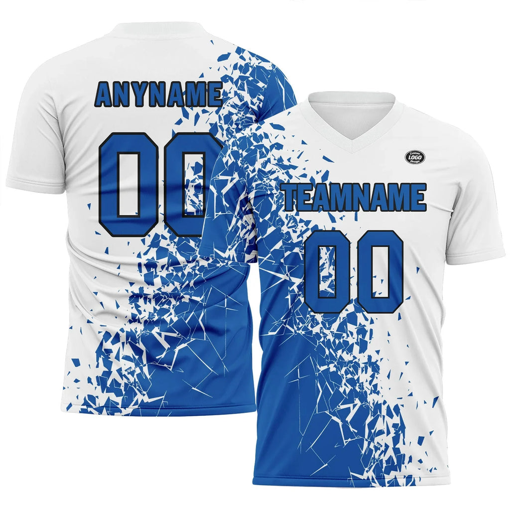 Custom Blue White Soccer Sets Jersey Personalized SCJ101-D28008 - Coolcustomize