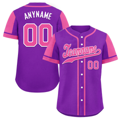 Custom Purple Pink Raglan Sleeves Personalized Authentic Baseball Jersey BSBJ01-D017202