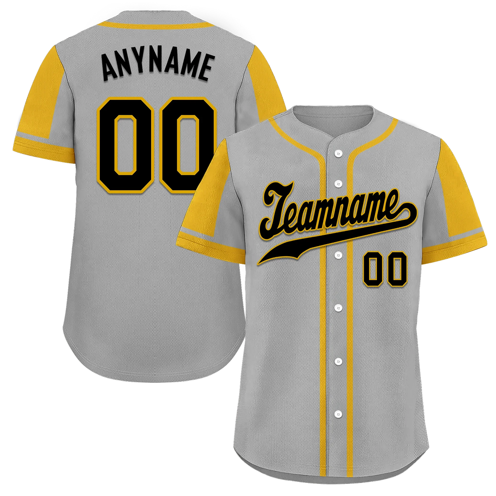 Custom Gray Yellow Raglan Sleeves Personalized Authentic Baseball Jersey BSBJ01-D017188 - Coolcustomize