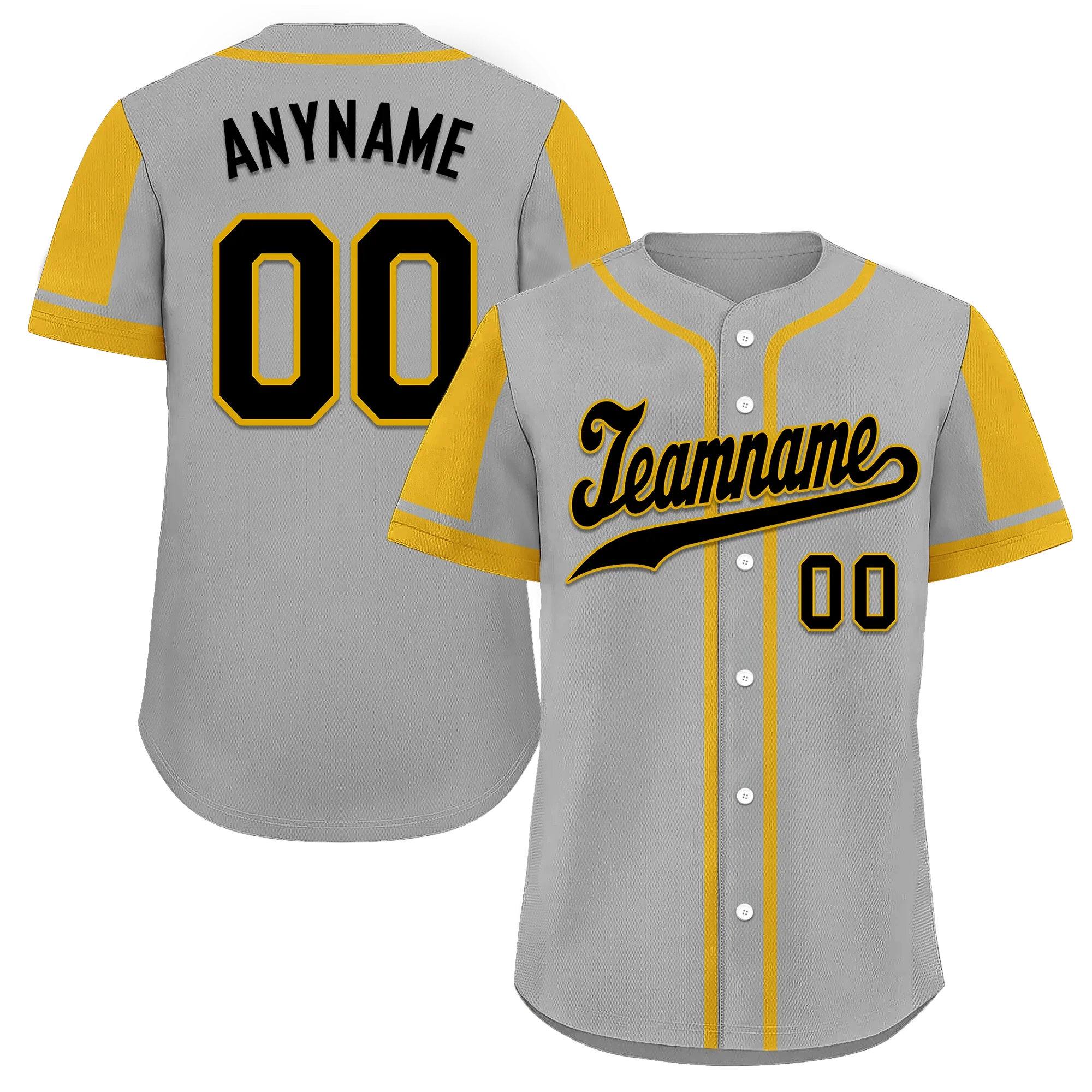 Custom Gray Yellow Raglan Sleeves Personalized Authentic Baseball Jersey BSBJ01-D017188 - Coolcustomize