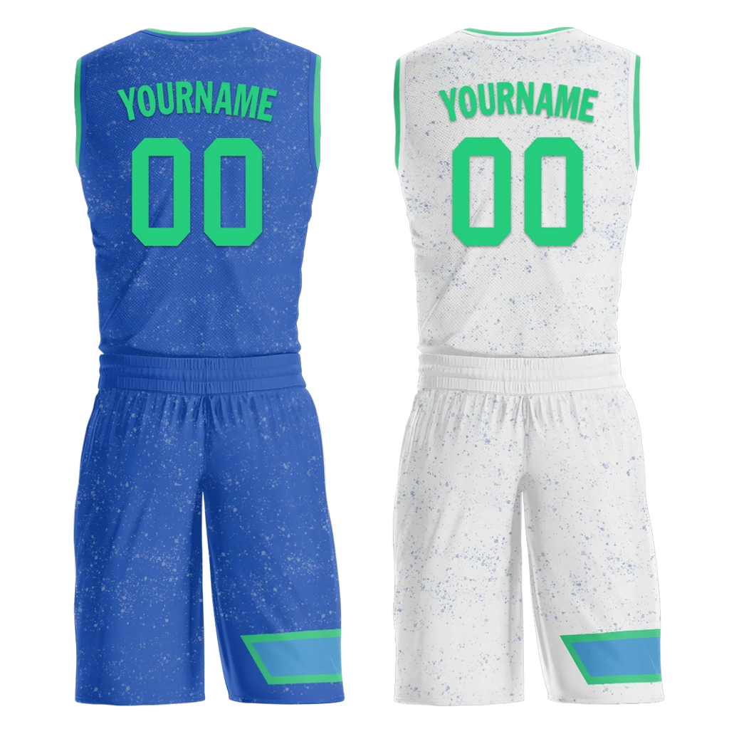 Custom Blue White Classic Style Reversible Basketball Uniform Personalized Ordinary BBJR-D017009 - Coolcustomize
