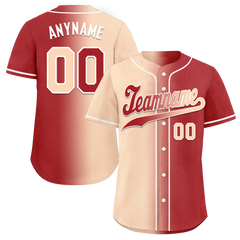 Custom Beige Red Gradient Fashion Personalized Authentic Baseball Jersey BSBJ01-D0a708f