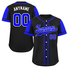 Custom Blue Black Raglan Sleeves Personalized Authentic Baseball Jersey BSBJ01-D017169