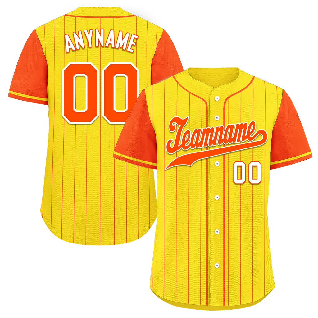 Custom Gold Orange Stripe Fashion Personalized Authentic Baseball Jersey BSBJ01-D017251 - Coolcustomize
