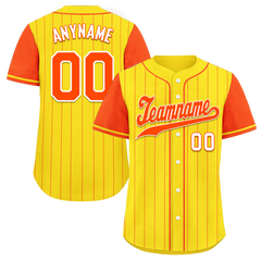 Custom Gold Orange Stripe Fashion Personalized Authentic Baseball Jersey BSBJ01-D017251