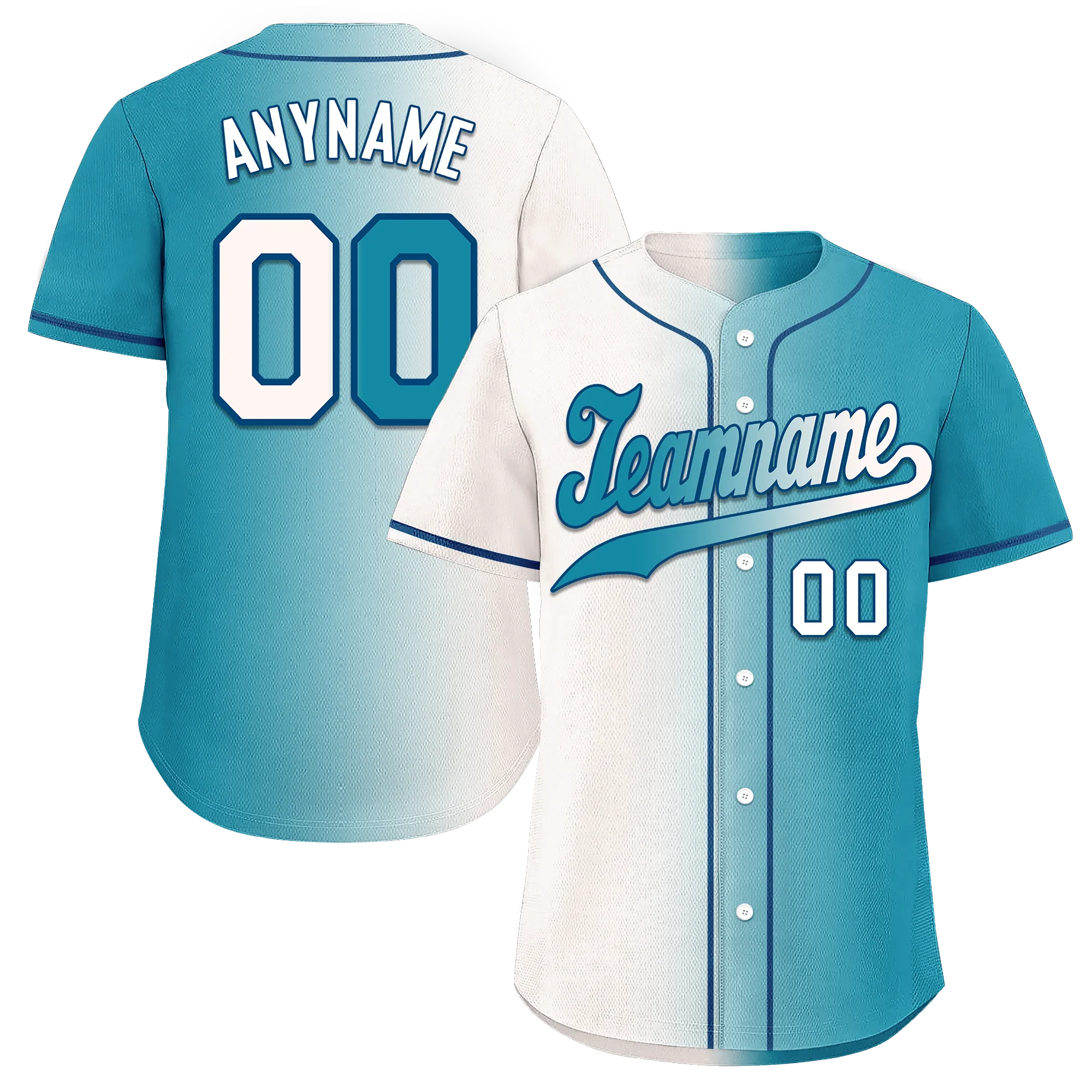 Custom White Blue Gradient Fashion Personalized Authentic Baseball Jersey BSBJ01-D0a7ab0 - Coolcustomize