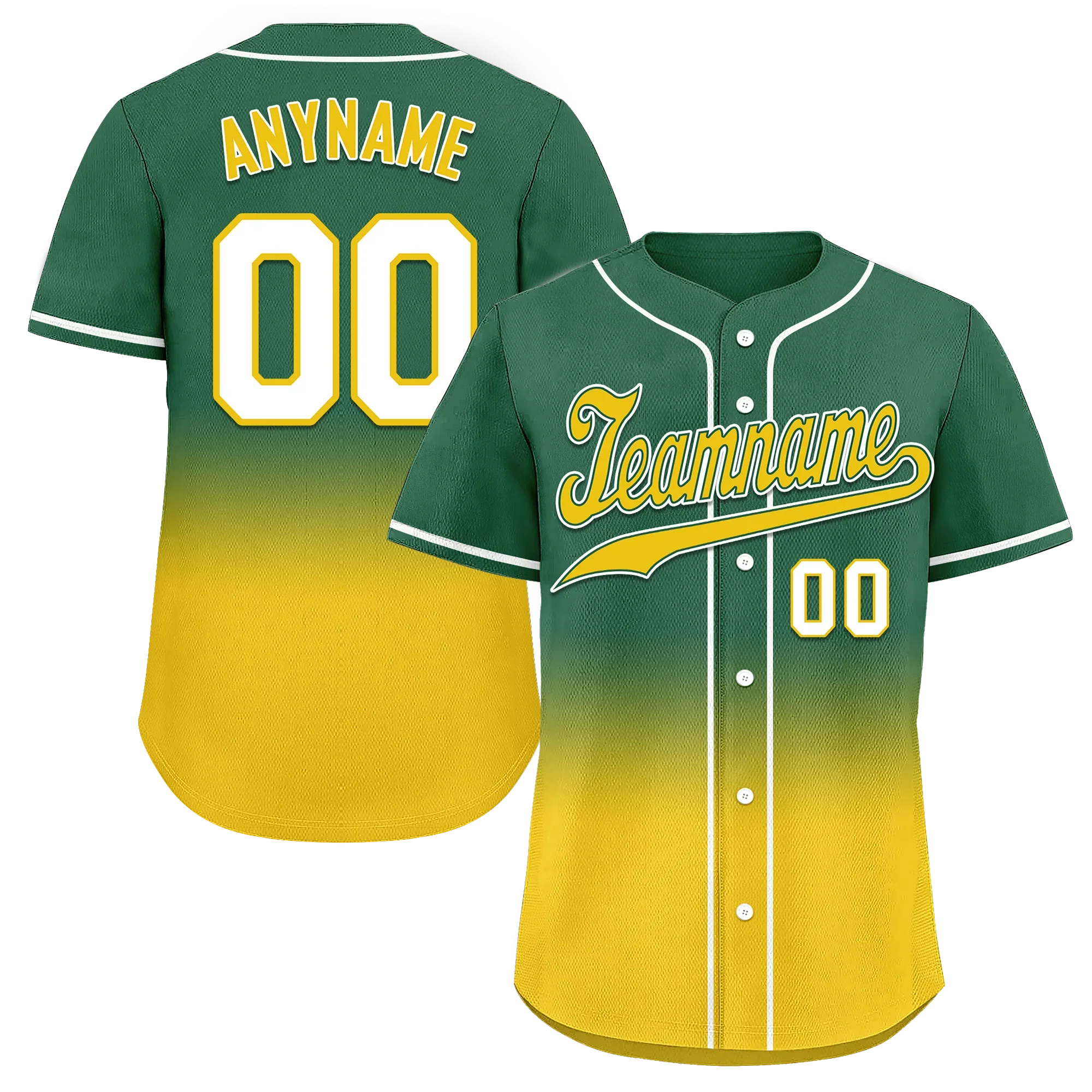 Custom Green Yellow Fade Fashion Personalized Authentic Baseball Jersey BSBJ01-D0a70ca - Coolcustomize