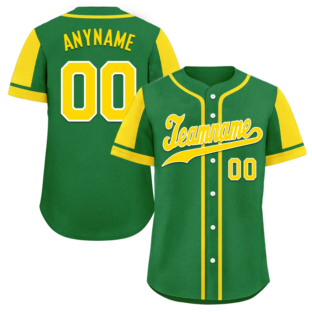 Custom Green Yellow Raglan Sleeves Personalized Authentic Baseball Jersey BSBJ01-D017191 - Coolcustomize