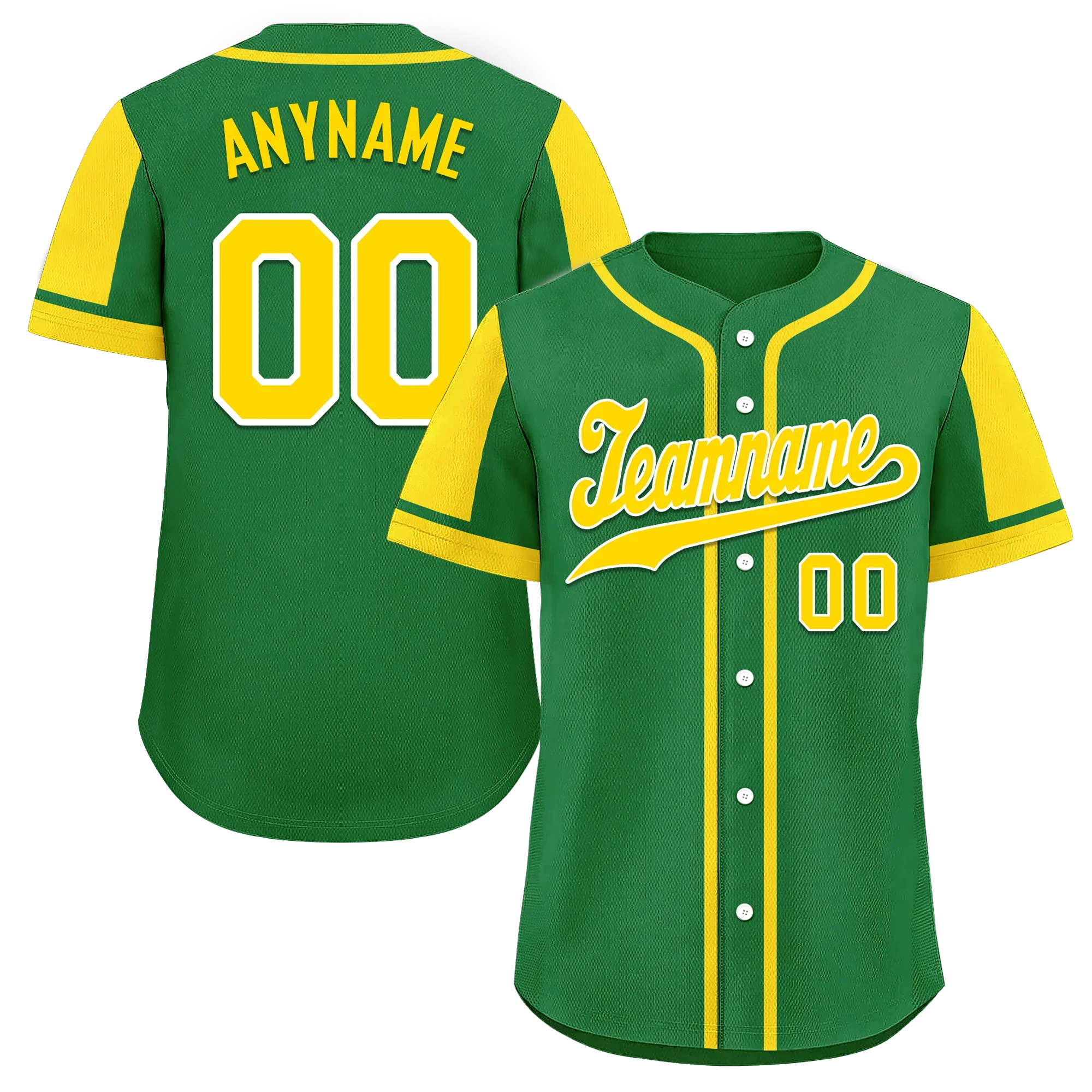 Custom Green Yellow Raglan Sleeves Personalized Authentic Baseball Jersey BSBJ01-D017191 - Coolcustomize