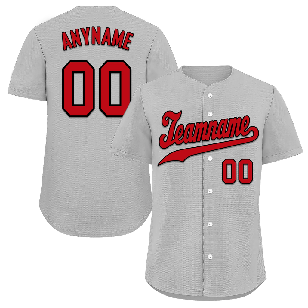Custom Grey Classic Style Red Personalized Authentic Baseball Jersey BSBJ01-bd0fae0 - Coolcustomize