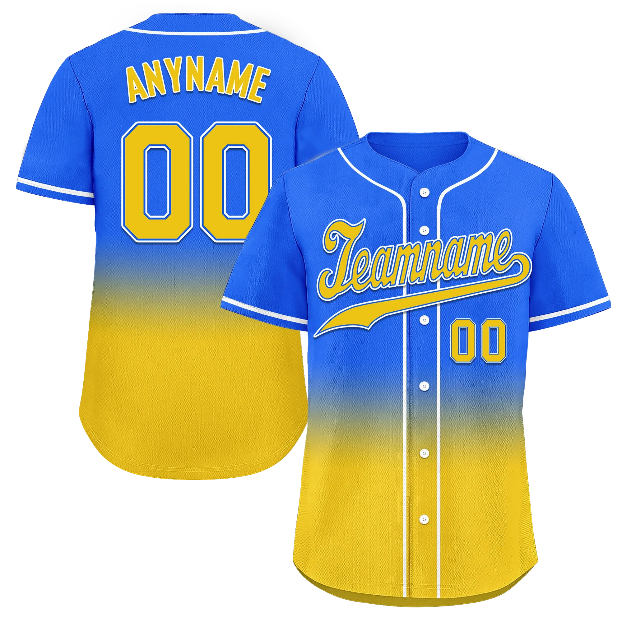Custom Blue Yellow Fade Fashion Personalized Authentic Baseball Jersey BSBJ01-D0a70c0 - Coolcustomize