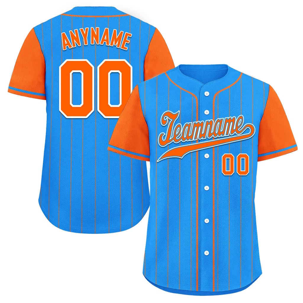 Custom Blue Orange Stripe Fashion Personalized Authentic Baseball Jersey BSBJ01-D017211 - Coolcustomize