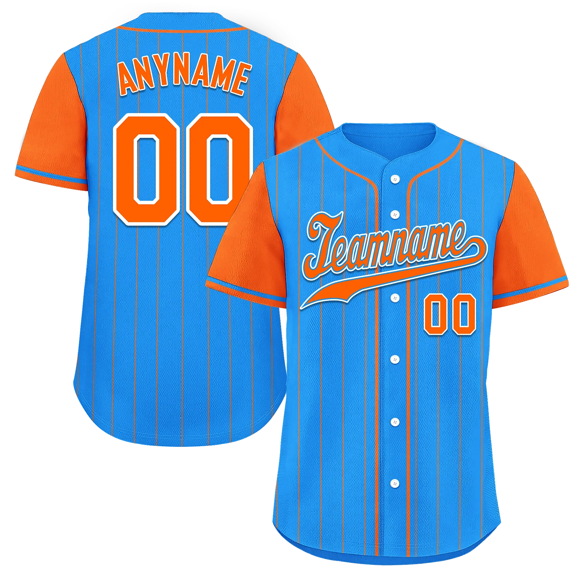 Custom Blue Orange Stripe Fashion Personalized Authentic Baseball Jersey BSBJ01-D017211 - Coolcustomize
