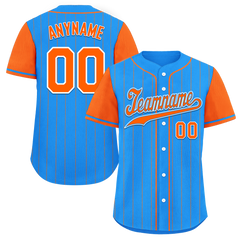 Custom Blue Orange Stripe Fashion Personalized Authentic Baseball Jersey BSBJ01-D017211